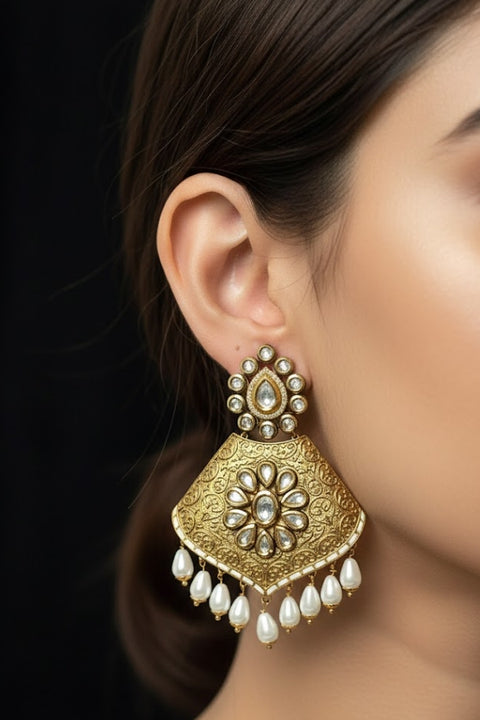 Gold Plated Kundan Earrings (E870)