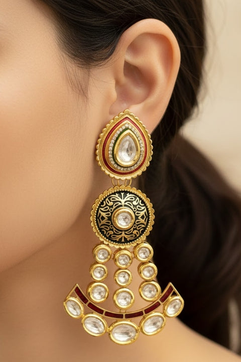Gold Plated Kundan Premium Earrings