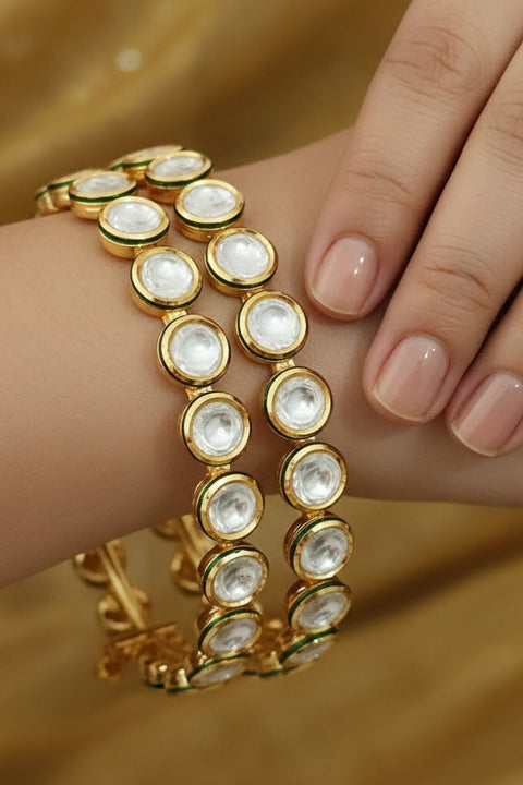 Gold Plated Kundan Work Openable Bracelet (Design 81)