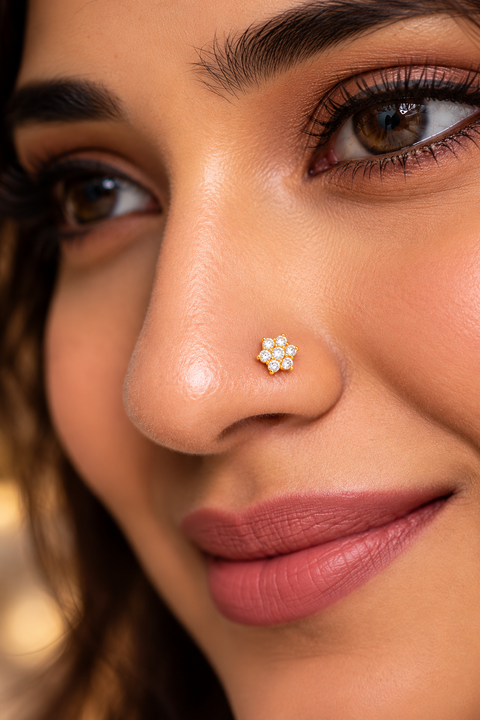 22 KT Pure Gold Designer Nose Pin by Paaie (D30)