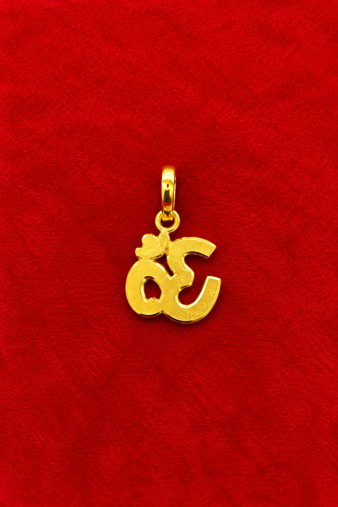 22KT Gold Om Symbol Spiritual Pendant with Elegant Polished Finish (D49)