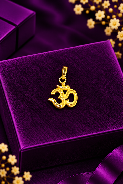 22KT Gold Om Symbol Spiritual Pendant with Elegant Polished Finish (D48)