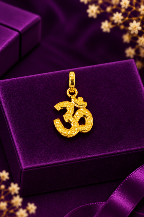22KT Gold Om Symbol Spiritual Pendant with Elegant Polished Finish (D49)