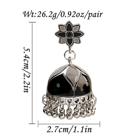 Bohemian Floral Jhumki with Silver Tassels (E905)