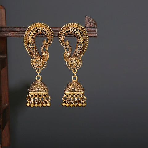 Ethnic Oxidized Peacock Jhumki