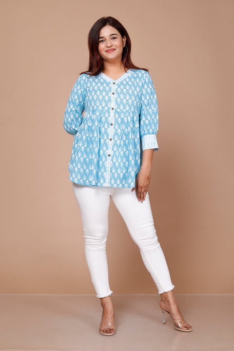Designer Sky Blue Color Indian Ethnic Kurti For Casual Wear (K983)