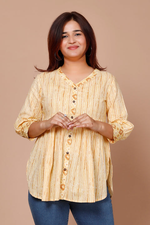 Designer Yellowish Orange Color Indian Ethnic Kurti For Casual Wear (K982)