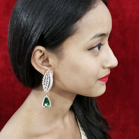 Oxidized  American Diamond Contemporary Earrings