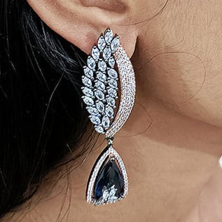 Oxidized  American Diamond Contemporary Earrings