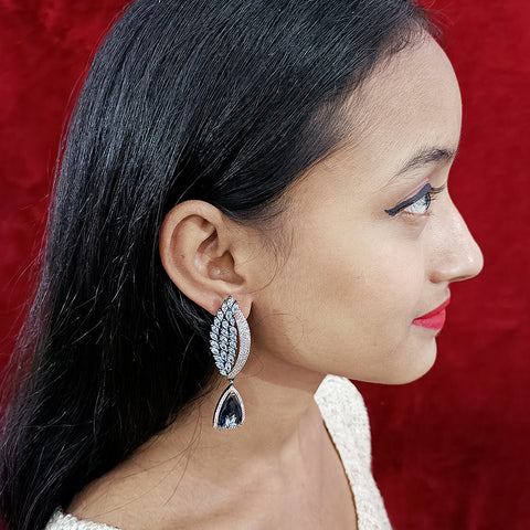 Oxidized  American Diamond Contemporary Earrings