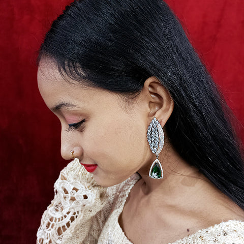 Oxidized  American Diamond Contemporary Earrings