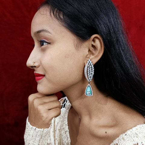 Oxidized  American Diamond Contemporary Earrings