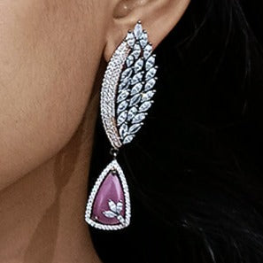Oxidized  American Diamond Contemporary Earrings