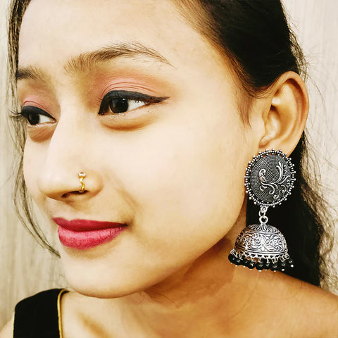 Round Oxidized Designer Jhumki