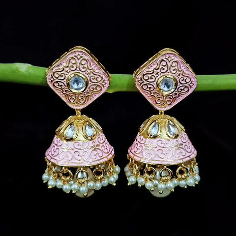 Gold Plated Beautifully Beaded Kundan Earrings