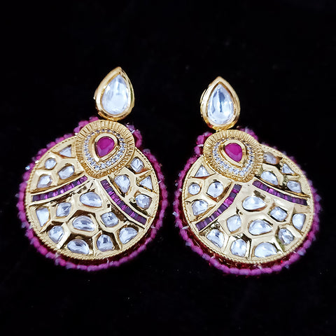 Gold Plated Beautifully Beaded Kundan Earrings