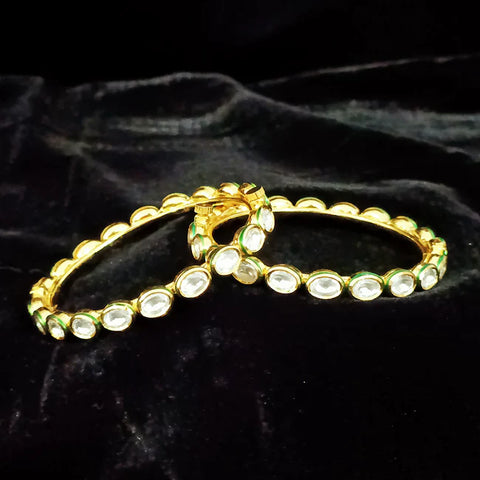 Designer Gold Plated Royal Kundan Openable Bangle/Bracelet (Design 133)