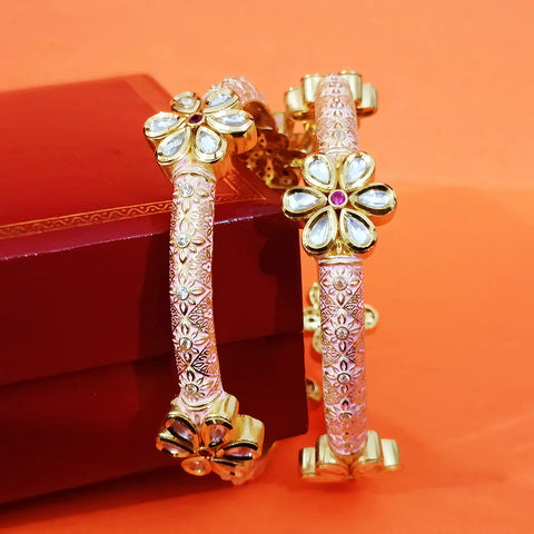 Gold Plated Kundan & Oxidized Bracelet (Design 80)