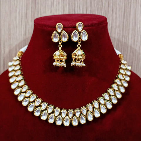Designer Two Layer White Kundan Necklace with Earrings (D207)