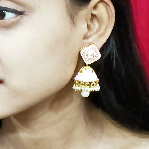 Gold Plated Beautifully Beaded Kundan Earrings