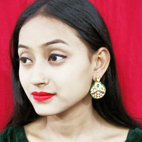 Gold Plated Beautifully Beaded Kundan Earrings