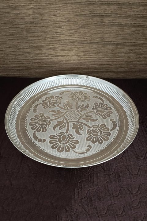925 Solid Silver 9.25 Inches Designer Plate (Design 25)