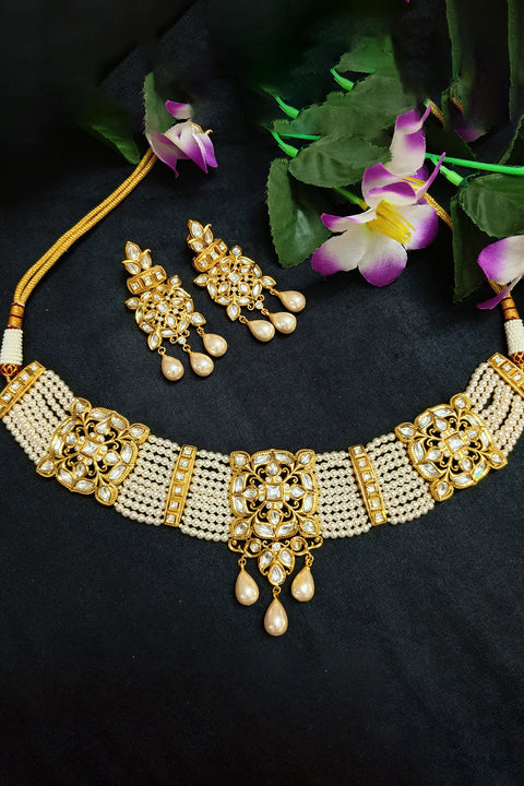 Designer Multi Layer Royal Kundan Necklace with Earrings (D433)