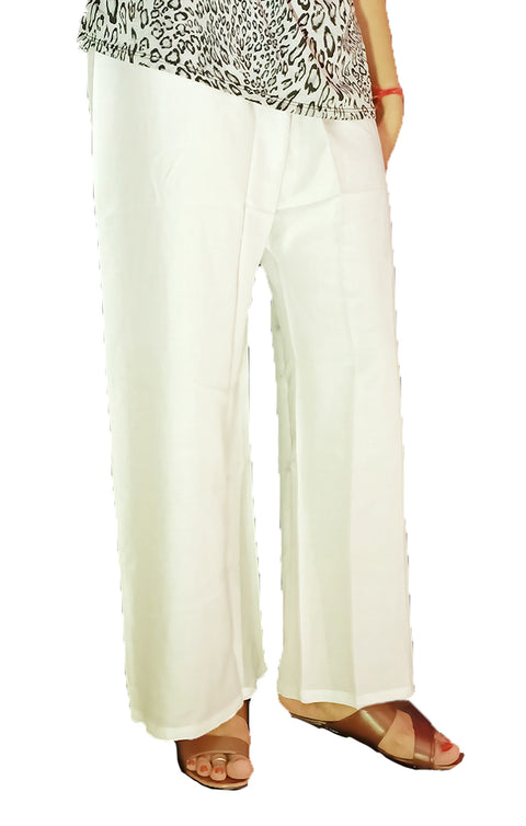 Designer White Rayon Plazzo for Womens and Girls (D19)