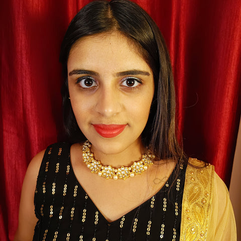 Designer Gold Plated Royal Kundan Necklace with Earrings (D379)
