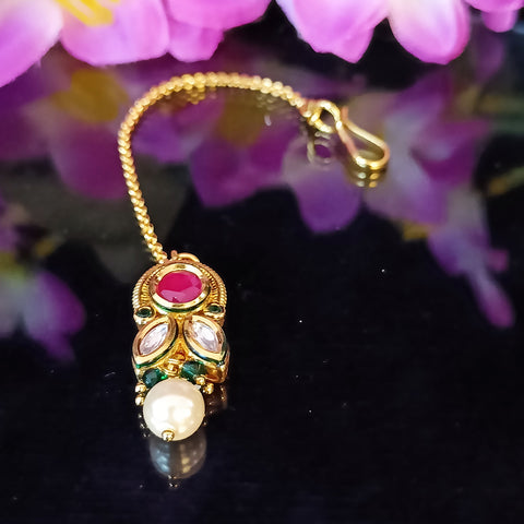 Designer Gold Plated Royal Kundan Mangtikka for Bridal (D32)