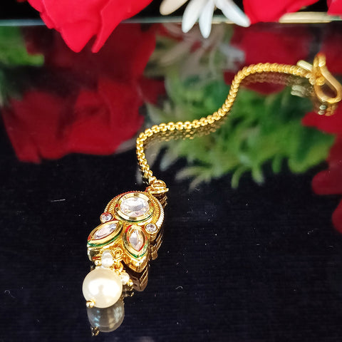 Designer Gold Plated Royal Kundan Mangtikka for Bridal (D32)