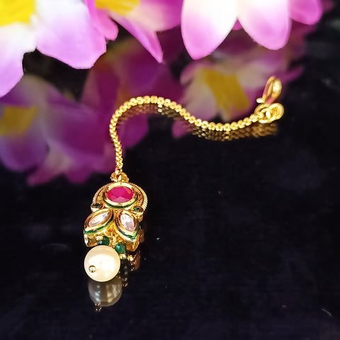 Designer Gold Plated Royal Kundan Mangtikka for Bridal (D32)
