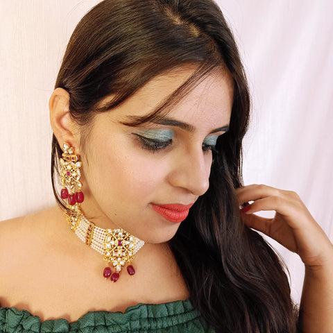 Designer Multi Layer Royal Kundan Necklace with Earrings (D433)