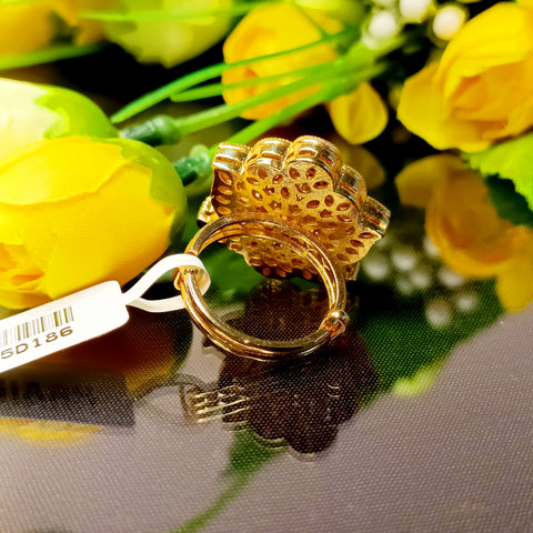 Designer Gold Plated Royal Kundan Ruby Beaded Ring (Design 186)