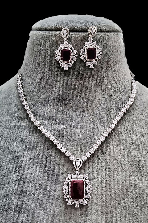 American Diamond Necklace with Earrings (D938)