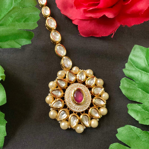 Designer Gold Plated Royal Kundan Mangtikka for Bridal (D21)