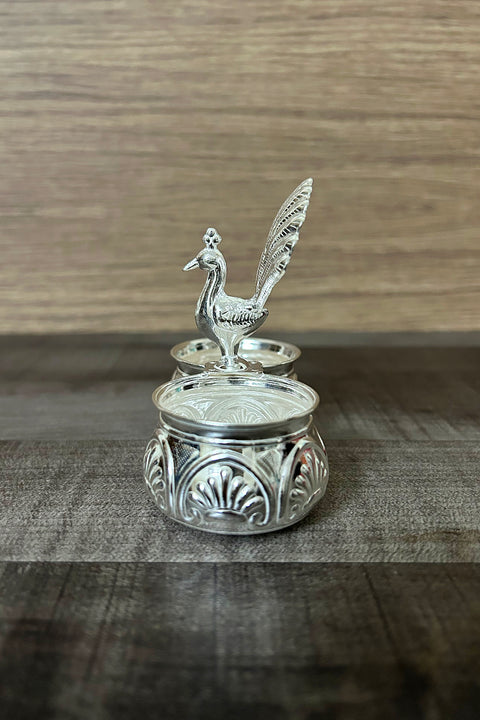 925 Pure Silver Designer Kumkum Box (Design 49)