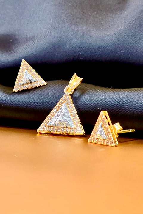 22 KT Gold Designer Triangle Pendant Set (D59)