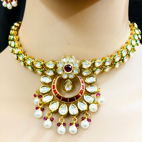 Designer Royal Kundan Necklace with Earrings