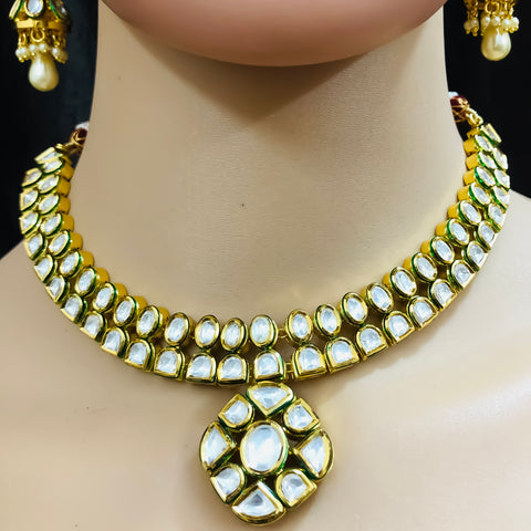 Designer Royal Kundan Necklace with Earrings (D795)