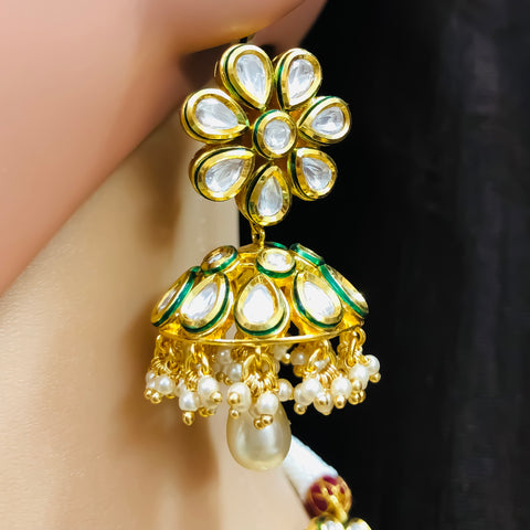 Designer Gold Plated Royal Kundan & Ruby Necklace (D530)