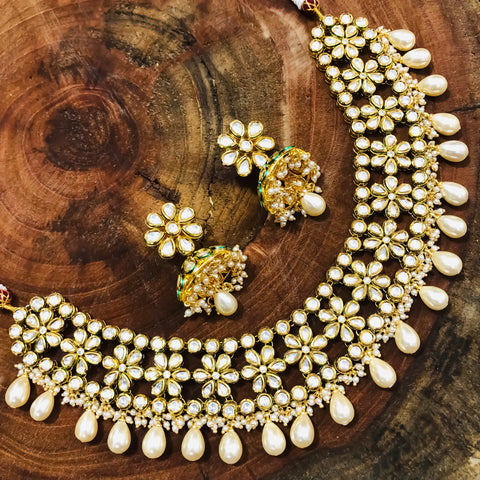 Designer Gold Plated Royal Kundan & Ruby Necklace (D530)