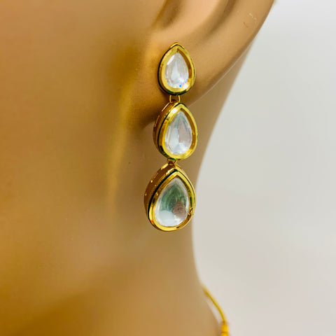Designer Gold Plated Kundan Necklace with Earrings