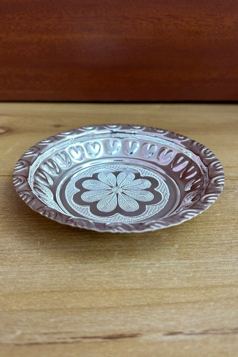 925 Solid Silver 4 Inches Designer Plate (Design 35)