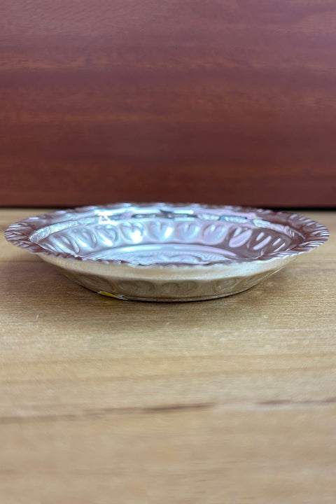 925 Solid Silver 4 Inches Designer Plate (Design 35)