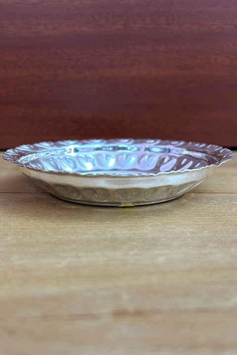 925 Solid Silver 4 Inches Designer Plate (Design 34)