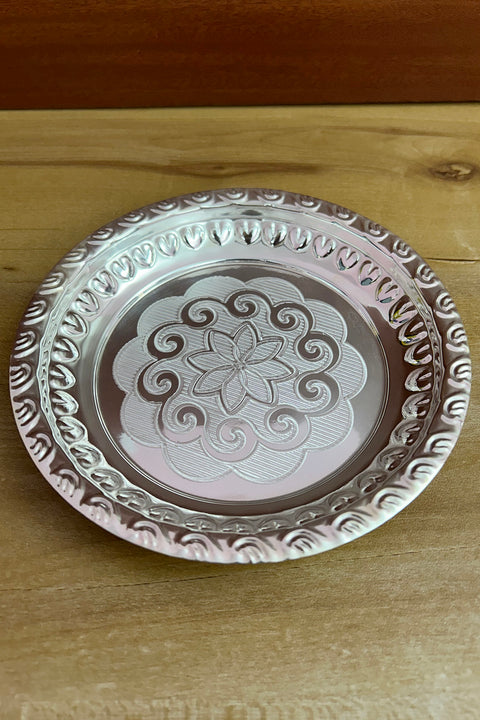 925 Solid Silver 6.5 Inches Designer Plate (Design 39)