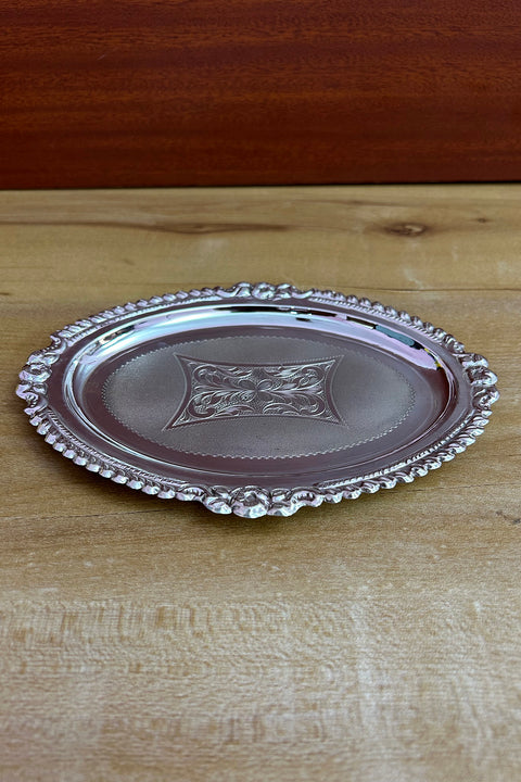 925 Silver Oval Tray, Silver Utensil, Silver Pooja Article (D1)