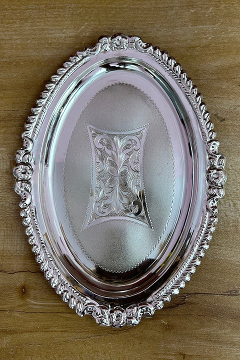 925 Silver Oval Tray, Silver Utensil, Silver Pooja Article (D1)