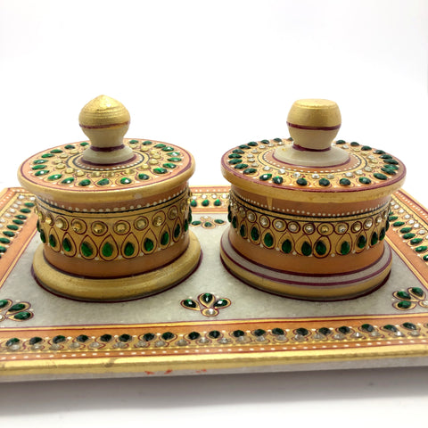Marble Handicraft Tray Set Rectangle Shape Gift Item (D47)